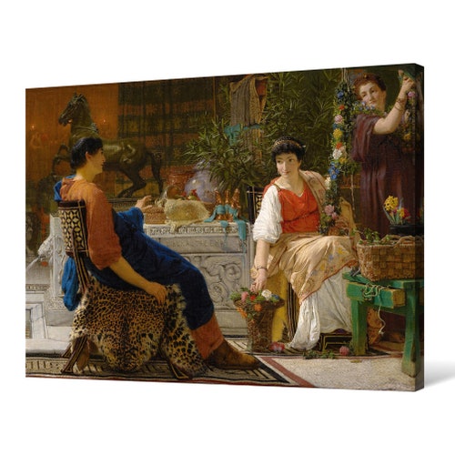 Sir shops Lawrence Alma-tadema,preparations For The Festivities,the Floral Wreath,large wall art,framed wall art,canvas wall art,large canva,M4997
