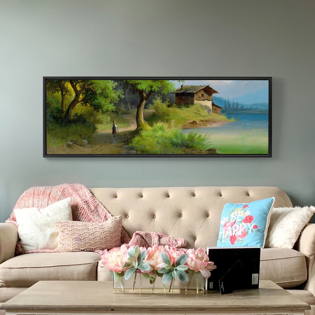 Riverside Cottage Scenery,canvas Print,canvas Art,canvas Wall Art,large ...