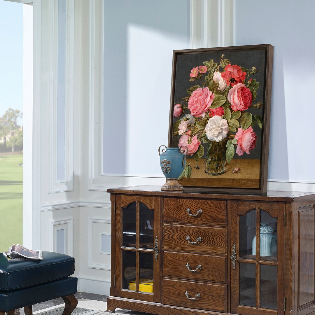 Jacob Van Hulsdonck,roses in a Glass Vase,canvas Print,canvas Art