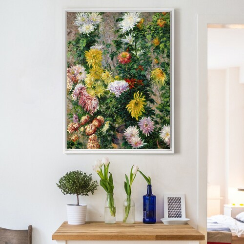 Gustave Caillebotte,White and Yellow Chrysanthemums,large wall art,framed wall art,canvas wall art,large shops canvas,M5909