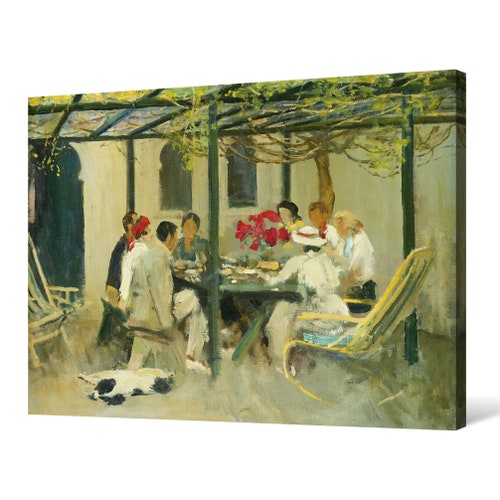 John Lavery,Tea At Palm Springs,Afternoon Tea Paintings,large wall art,framed wall art,canvas shops wall art,large canvas,M4428