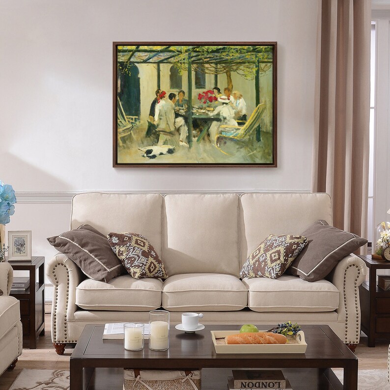 John Lavery,Tea At Palm Springs,Afternoon Tea Paintings,large wall art,framed wall art,canvas shops wall art,large canvas,M4428