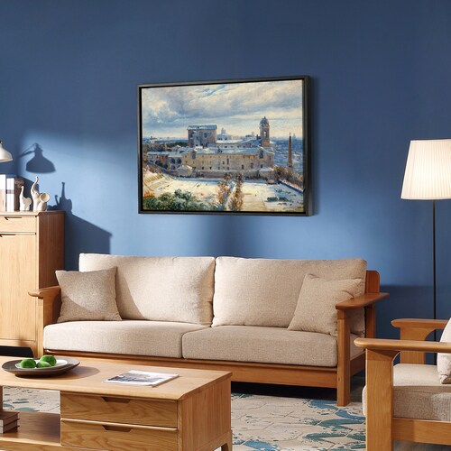 Andre Giroux,anta Trinita dei shops Monti in the Snow,large wall art,framed wall art,canvas wall art,large canvas,M3120
