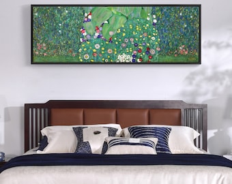 Gustav Klimt,Sunflower,Green garden wall art,Narrow Horizontal Wall Art ,Large Wall Art,Framed Wall Art,Canvas Wall Art,M85