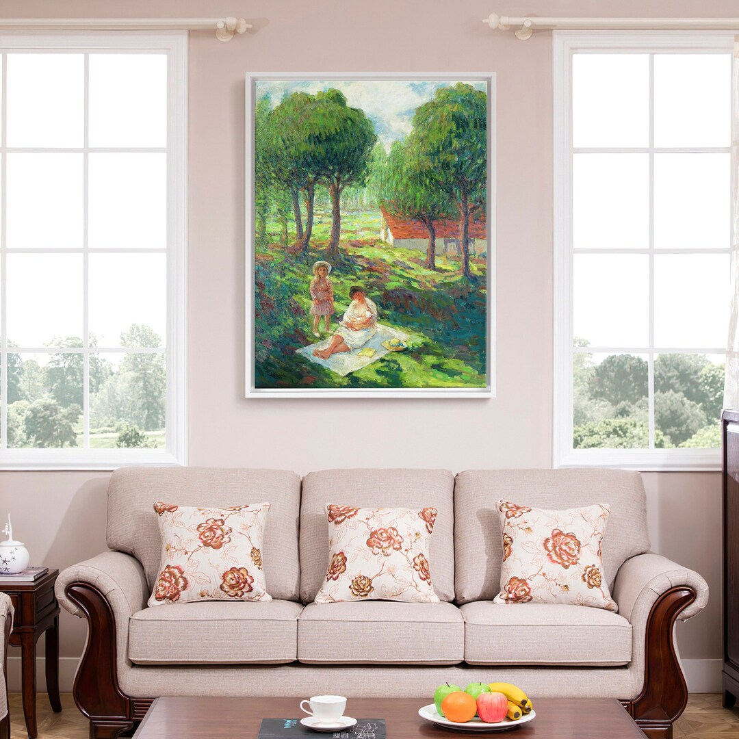 Basque Mother Henri Lebasque,mother and Child in A Landscape,large Wall Art,framed ...