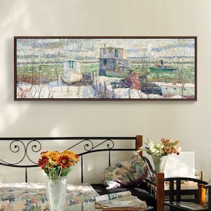 Ernest Lawson,Boathouse, Winter, Harlem River,Narrow Horizontal Wall Art ,large wall art,framed wall art,canvas wall art,M61