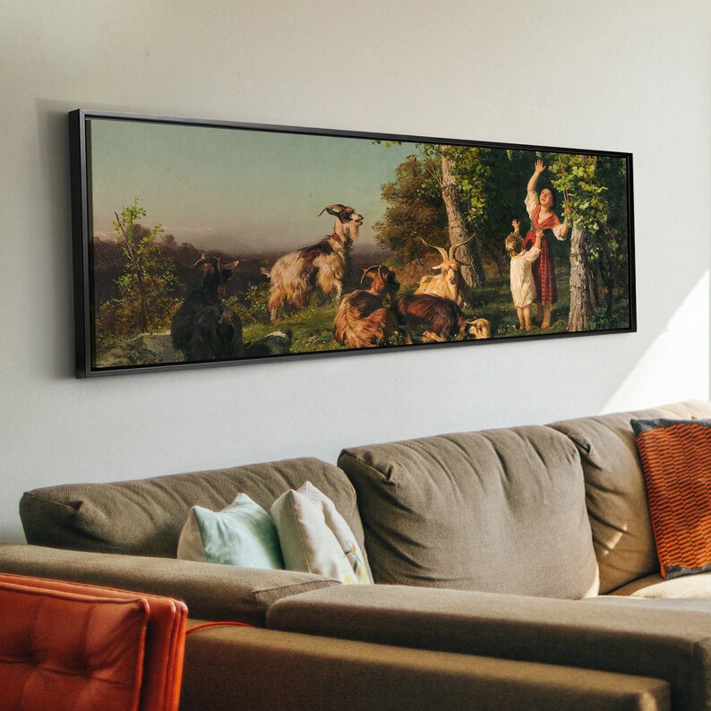 Filippo Palizzi,Sunset,Pastoral scenery canvas wall art,extra large canvas art,large canvas wall p112 shepherdess,canvas print,canvas art