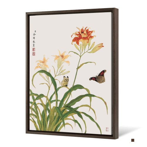 Yu Zhi,Yu ZhiLilies and butterflies,Chinese painting,large wall art,framed wall art,canvas wall shops art,large canvas,M6929