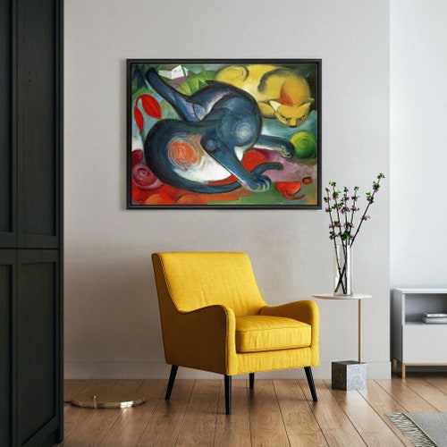 Franz Marc,Two shops Cats, Blue and Yellow,large wall art,framed wall art,canvas wall art,large canvas,M3789