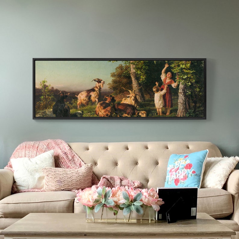 Filippo Palizzi,Sunset,Pastoral scenery canvas wall art,extra large canvas art,large canvas wall p112 shepherdess,canvas print,canvas art