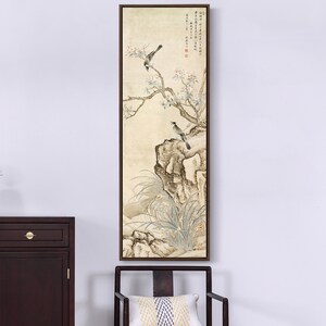 Zhang Hong,Flowers and birds on the apple tree,Chinese Art Prints,Vertical Narrow Art,large wall art,framed wall art,canvas wall art,M883