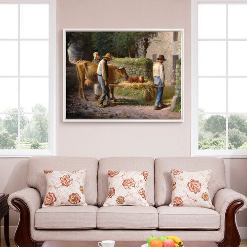 Jean-Francois Millet,Peasants Bringing Home a Calf shops Born in the Fields,large wall art,framed wall art,canvas wall art,large canvas,M4338