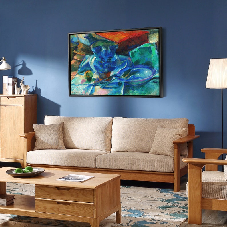 Umberto Boccioni, Nature morte de poterie, couverts et fruits, impression sur toile, art sur toile, art mural sur toile, art mural sur grande taille, art mural encadré, p2116 image 1