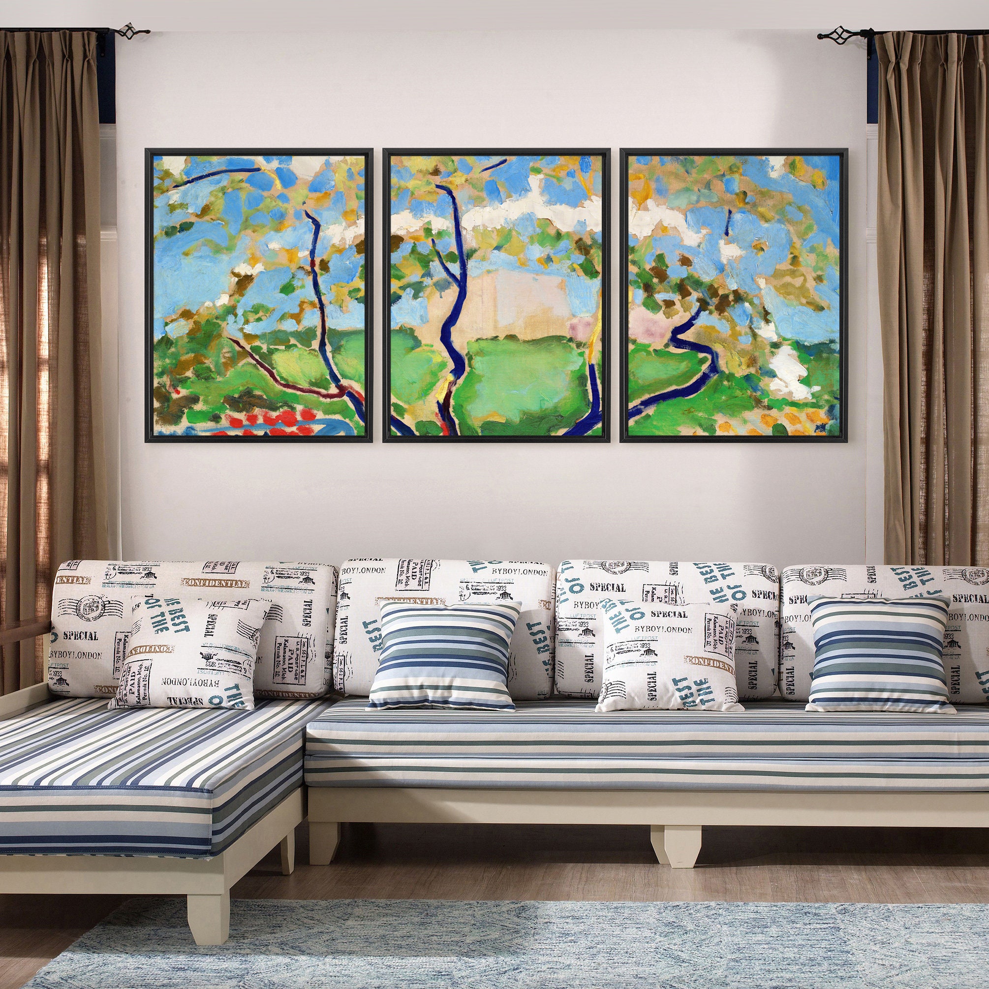 Kees Van Dongen,spring,sprouting Trees,set of 3 Wall Art,set of