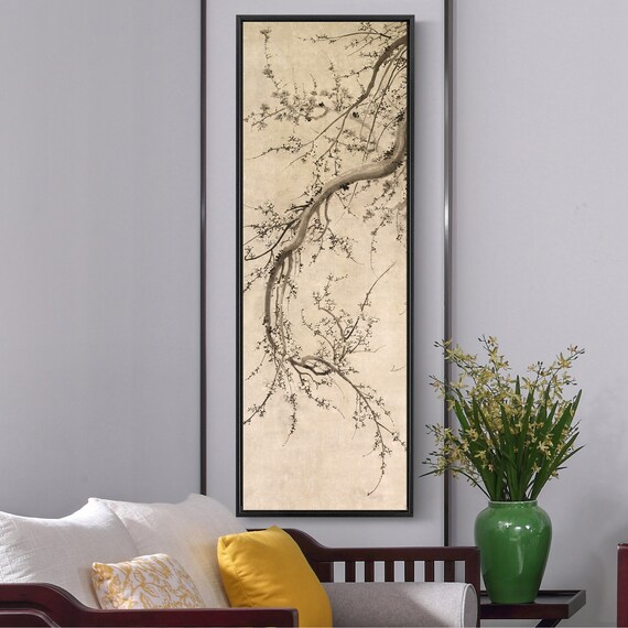 Kano Eino,prunus,japanese Painting,vertical Narrow Art,large Wall