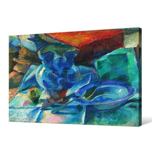 Umberto Boccioni, Nature morte de poterie, couverts et fruits, impression sur toile, art sur toile, art mural sur toile, art mural sur grande taille, art mural encadré, p2116 Image wrap canvas