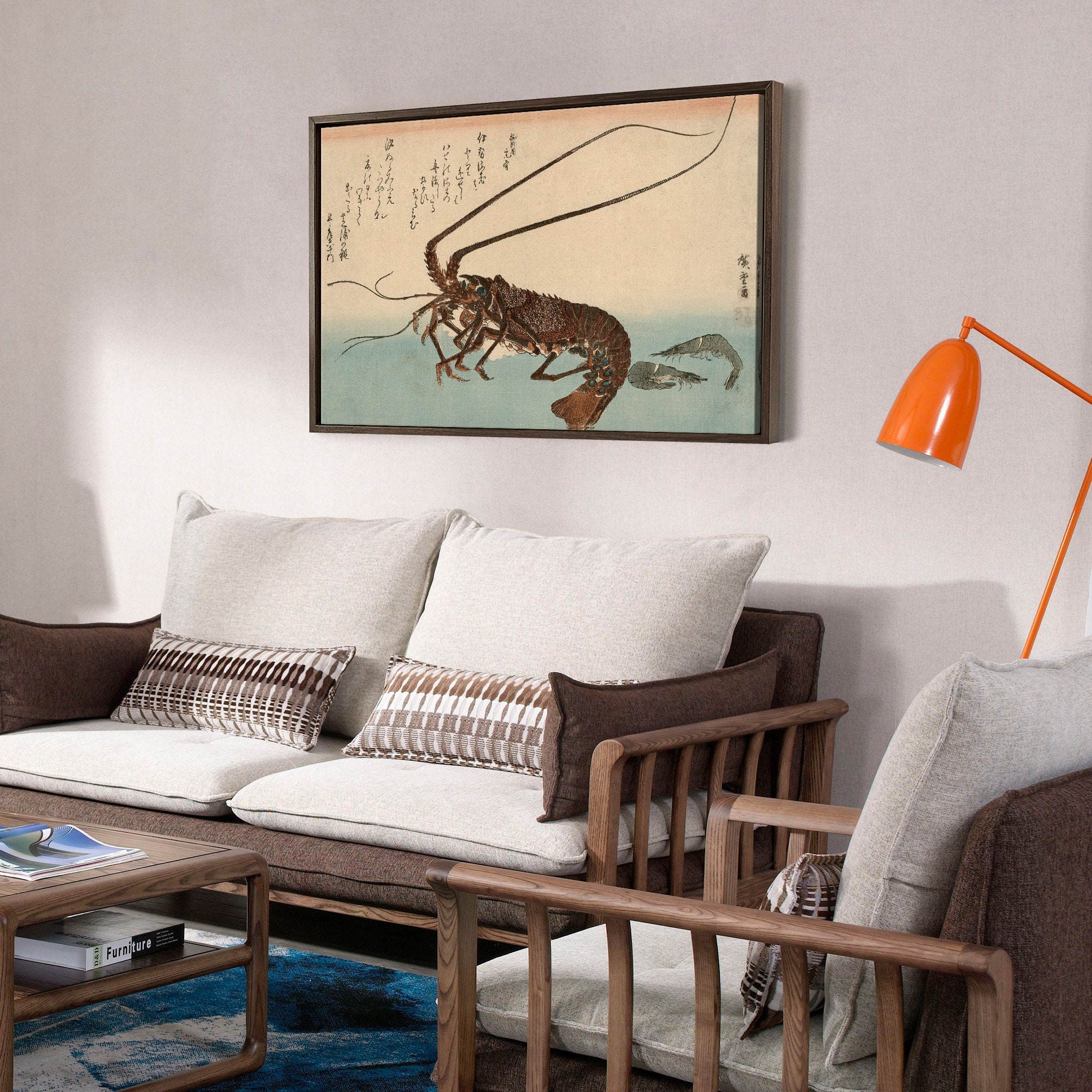 Hiroshige,lobsters,japanese Painting,large Wall Art,framed Wall