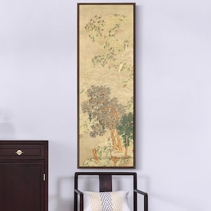 Gu Fuzhen,river and pine trees,Chinese Landscape,Vertical Narrow Art,large wall art,framed wall art,canvas wall art,M428