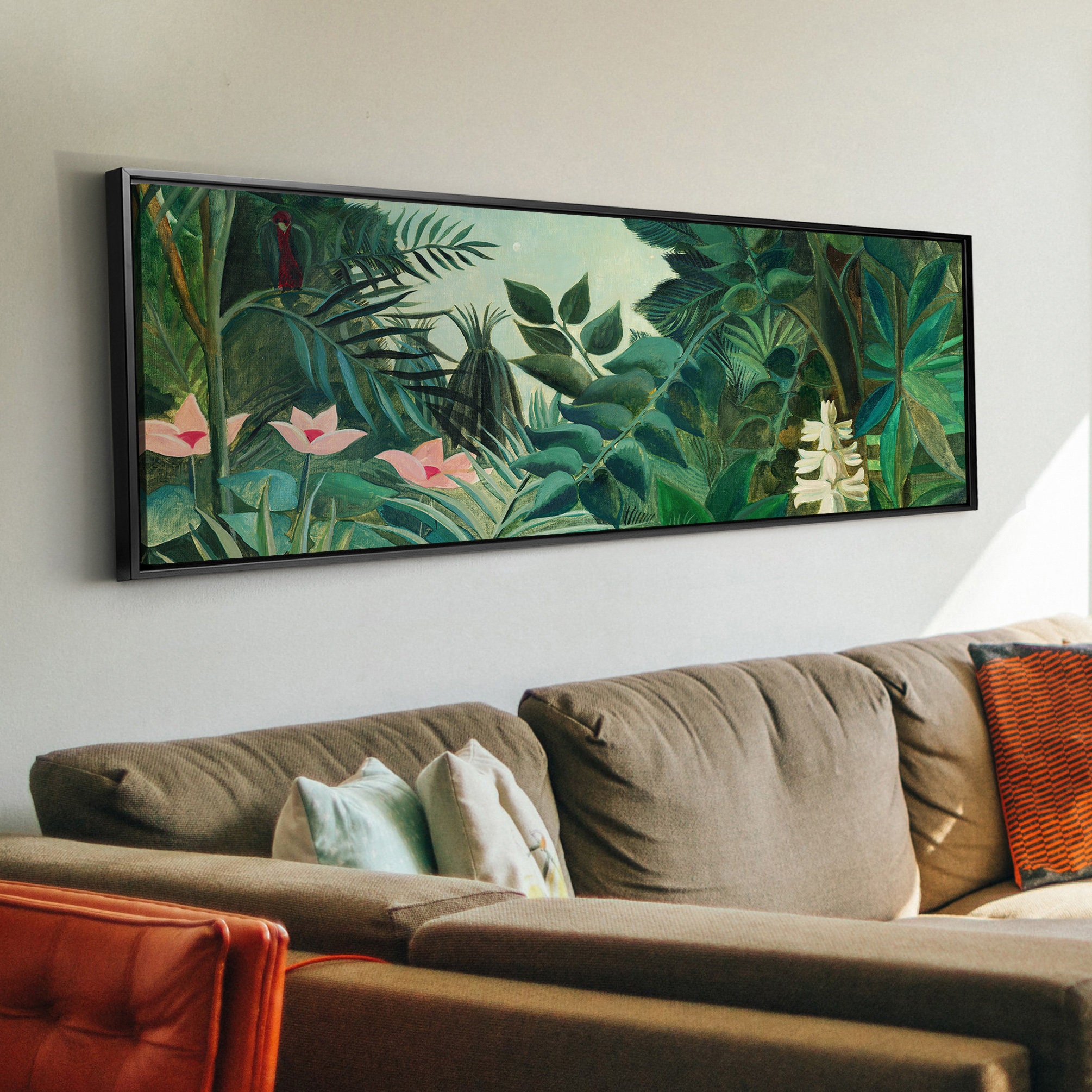 Henri Rousseau,The Equatorial Jungle,Green Forest Landscape,Canvas Print,Panorama Print,Large Wall Art,Frame Wall Art,Canvas Art,p158