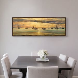 Sunset Fleet, Sunset Seascape Horizon,Canvas Print,Canvas Art, Canvas Wall Art,Extra Large Canvas Art,Large Canvas Wall Art P149