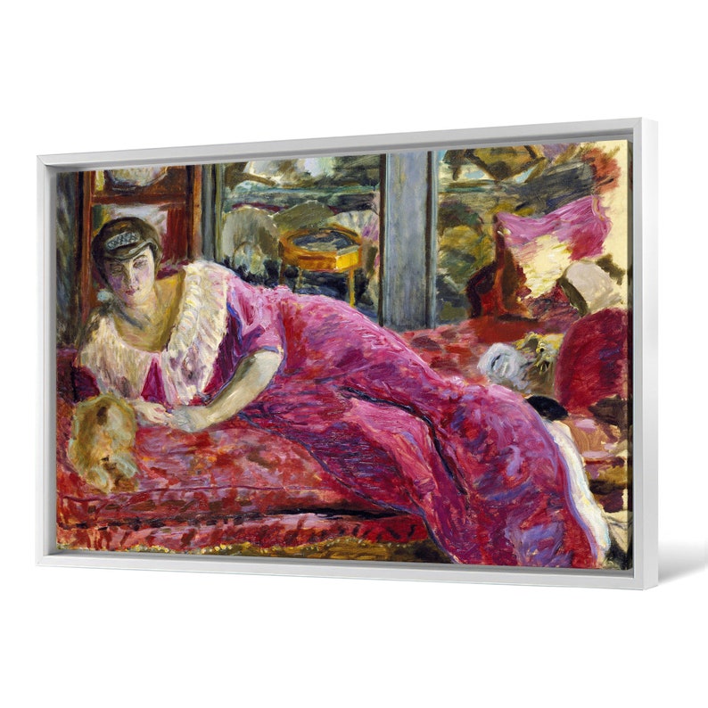 Pierre Bonnard,Misia on a Divan,Woman reclining on sofa,woman in red dress,canvas print,canvas art,canvas wall art,large wall art,p2051