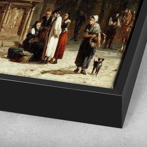 Cornelis Springer,Marketday shops in front of the Town Hall of Hildesheim,large wall art,framed wall art,canvas wall art,large canvas,M5530