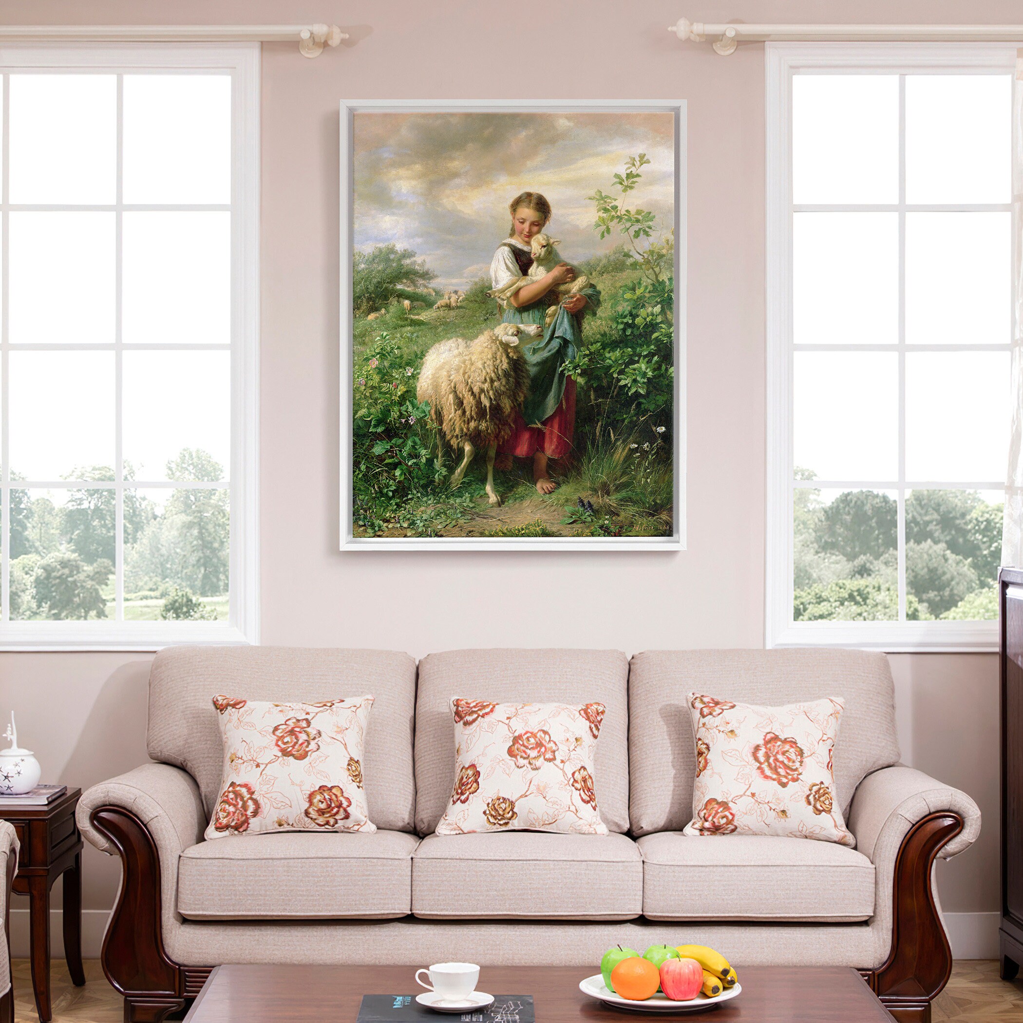 Johann Baptist Hofner,the Shepherdess ,large Wall Art,framed Wall