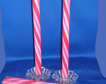 Windy Hill Candle Factory Candy Cane Striped candles one pair