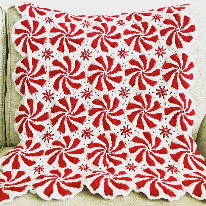 Peppermint Throw Peppermint Afghan Crochet Afghan Christmas Etsy UK