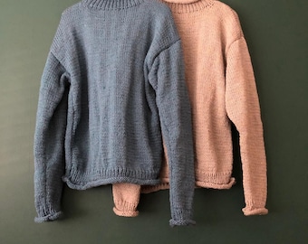 Hand Knitted Oversize Jumper: Custom Wool Blend Unisex Sweater
