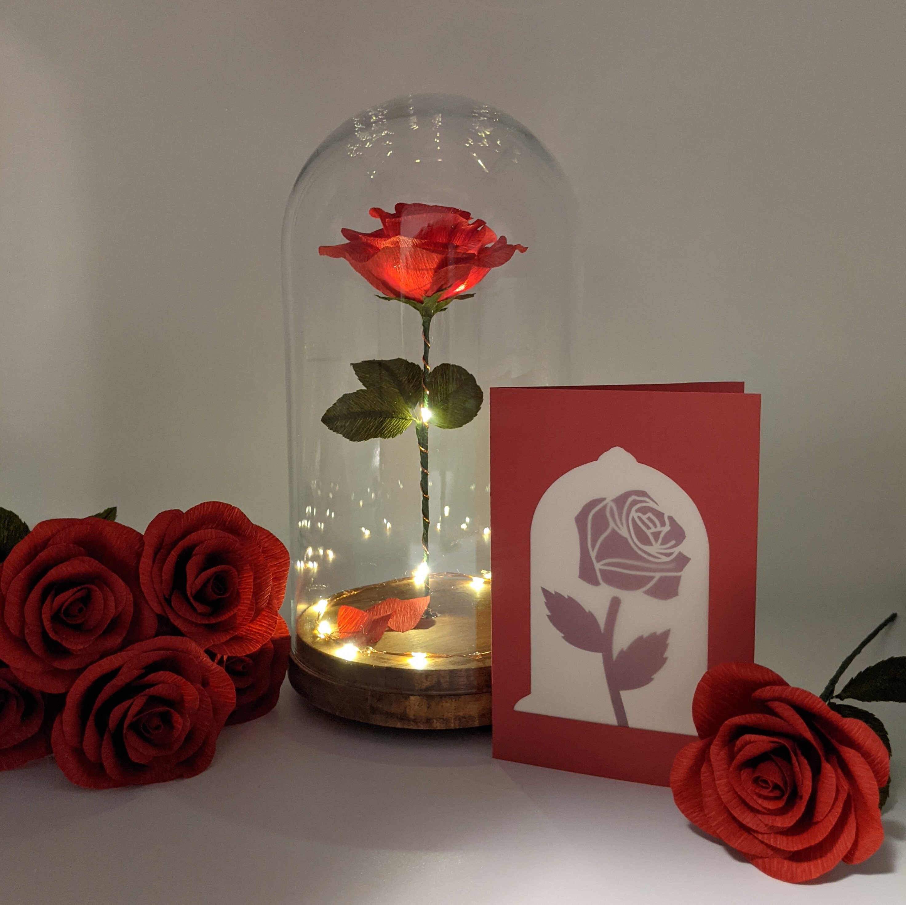 Forever Rose in a Glass Dome Card Etsy