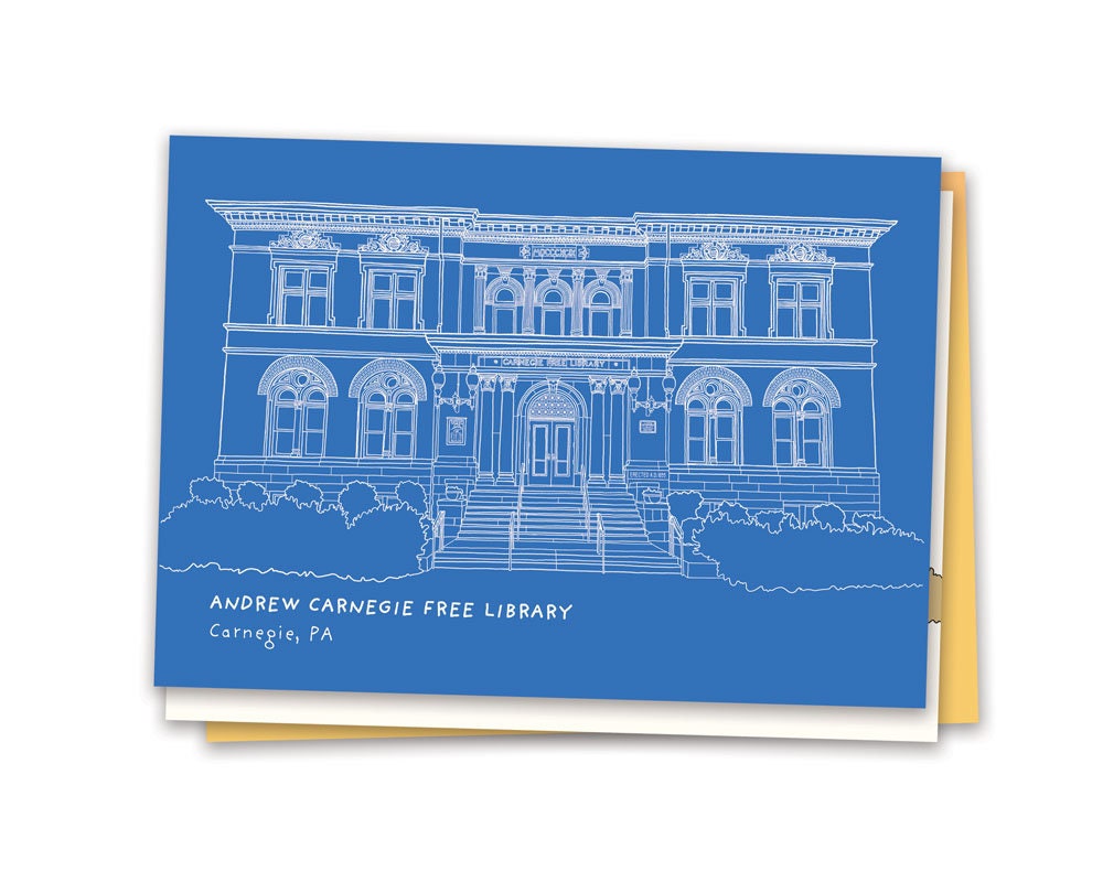 Andrew Carnegie Free Library Illustration - Etsy