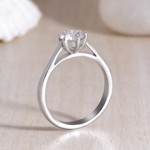 Unique 6 Prong Moissanite Diamond Solitaire Ring - 925 Sterling Silver Engagement & Wedding Ring for Women - Promise Ring Gift for Her