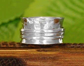 925 Sterling Silber Spinner Ring,Frauenring,Meditation Fidget Ring,Breitband Ring Baum Ton,Sorgenring,Geschenk für sie S116