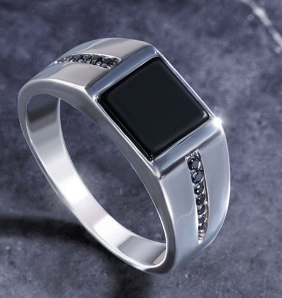Mens black diamond shop pinky ring