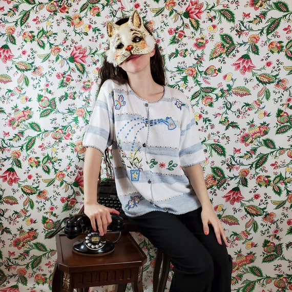 90's/Y2K Vintage Watering Flowers Blouse
