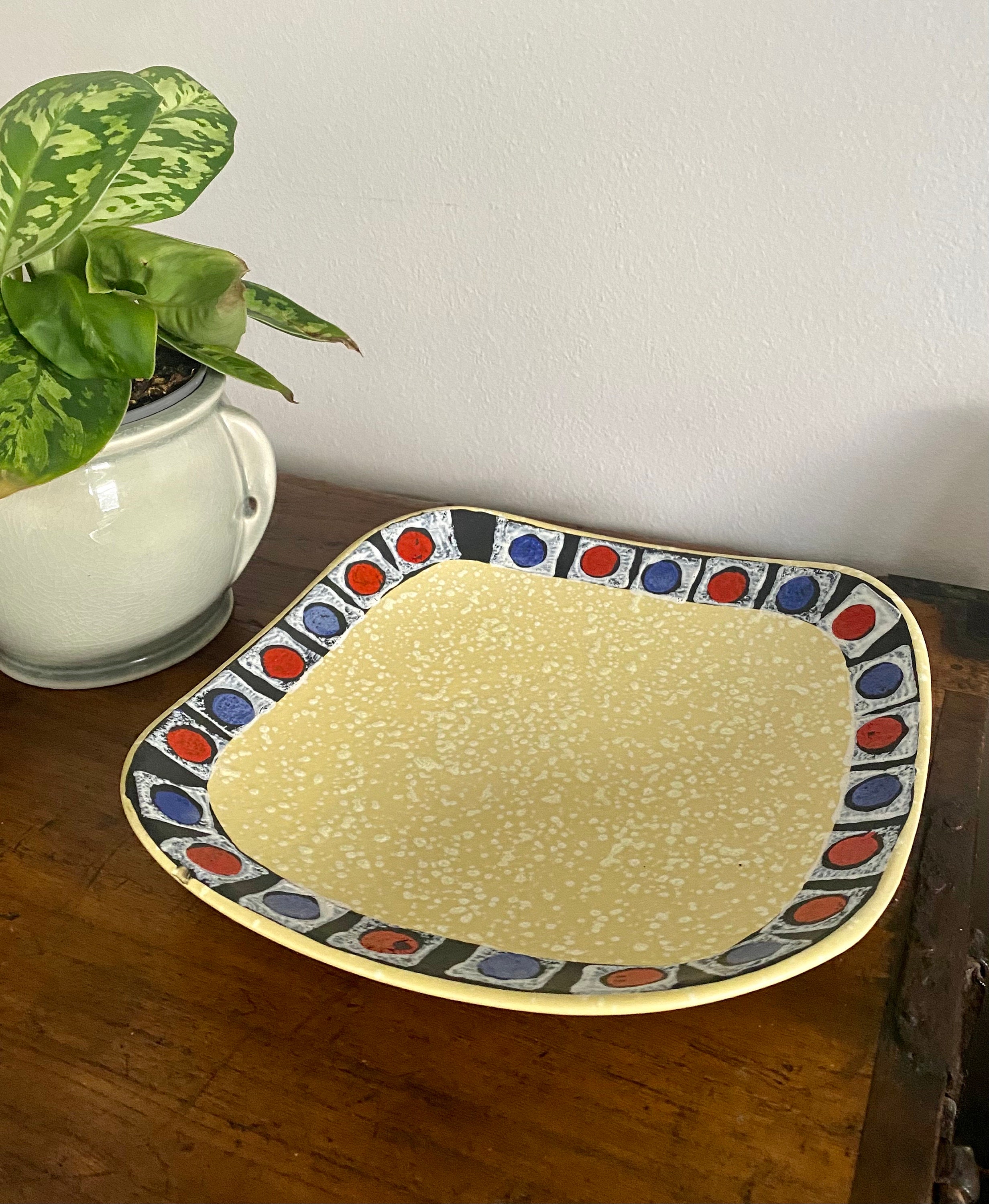 Dümler and Breiden Keramik plate 203-27. West German pottery wall plate c1960s