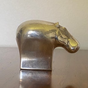 Dansk Designs paperweight silver-plated, stylised hippopotamus figurine