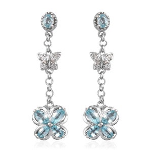 Natural Blue Topaz Butterfly Dangle Earring-Dangle Earring-Topaz Earrings-Blue Earrings-Butterfly Earrings-Earrings for Women-Gift for her