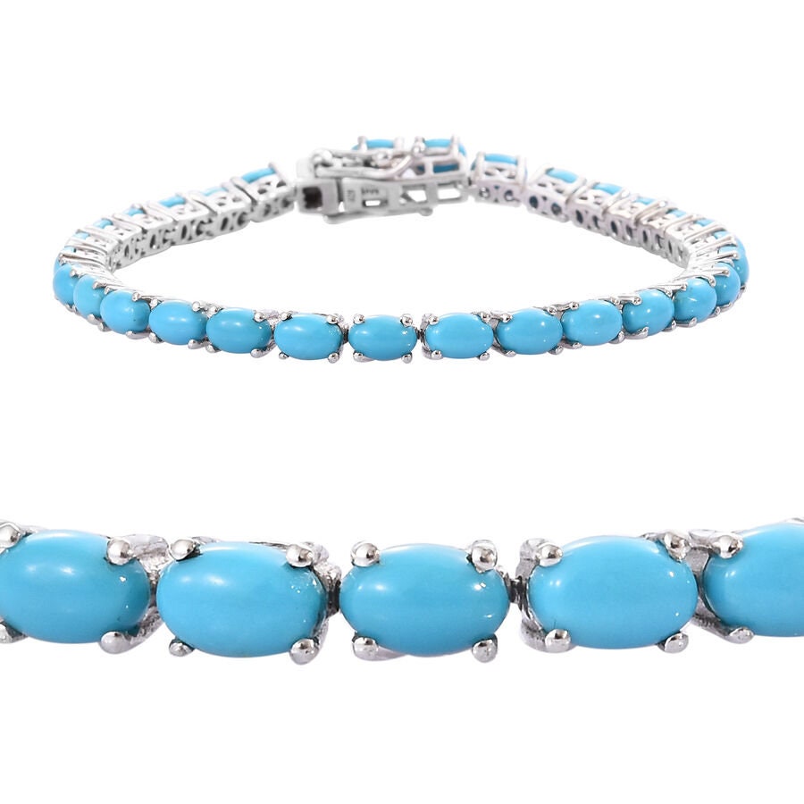 Artie Yellowhorse (Navajo) Sleeping Beauty Turquoise with Beads Link  Bracelet in Sterling Silver