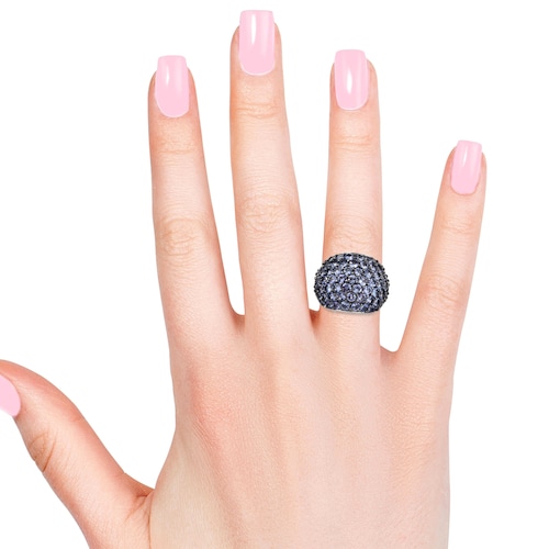 Tanzanite Rhinestone Dome Statement shops Ring in Silver