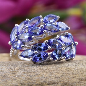 AAA Quality Tanzanite Leaf Ring in Sterling Silver-Blue Ring-wedding Ring-Anniversary Gift-Gift for Her-Birthday Gift Ring-December Ring