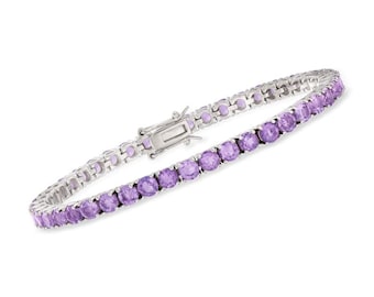 Natural Amethyst Wedding Tennis Bracelet-Amethyst Jewelry-Amethyst bracelet-Bracelets for Women-Gemstone Bracelet-February Birthstone