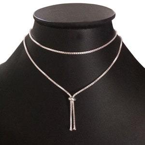 Adjustable 1.75mm Sterling Silver Box Bolo Necklace in Different Length & Color