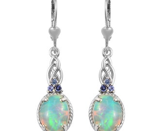 Genuine Ethiopian Welo Opal Dangle Earrings for Women- Dangle Earrings- Opal Gemstone- Silver Earrings- Minimalist Earring- Opal Earrings