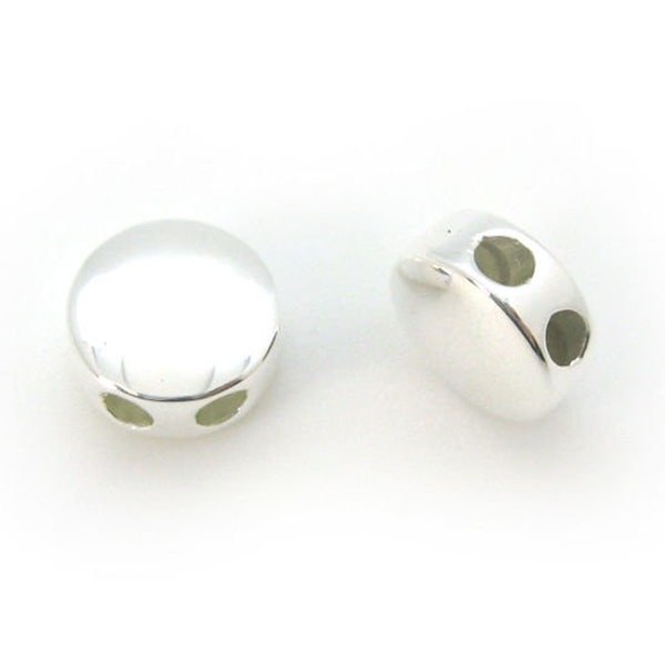 Perles d’extrémité de curseur en argent sterling avec silicium pour la fabrication de chaînes réglables - Fabrication de bijoux - Perle de perle - Perle de beignet à deux trous
