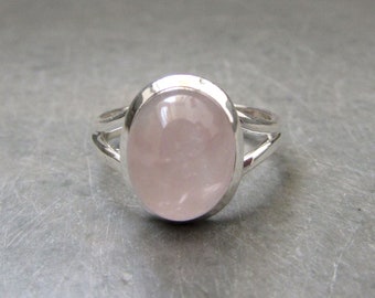 Handmade Sterling Silver Natural Rose Quartz Ring-Handmade Jewelry-Rose quartz Jewelry-Pink Stone Ring-Gift for her-Handmade Ring