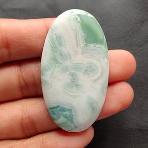Natural Saturn Chalcedony Oval Cabochon: Handcrafted Healing Crystal, Polished Gemstone for Jewelry Making