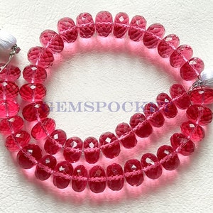 Pink Tourmaline Quartz Faceted Rondelle Beads: AAA Quality Gemstone Strand for Jewelry Making