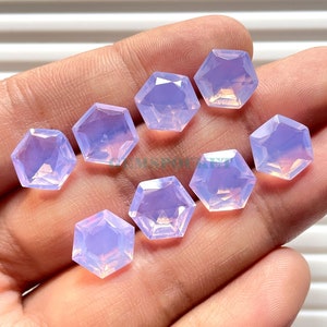 Lavender Quartz Cut Gemstone, Lavender Quartz Faceted Hexagon Cut Gemstone, Lavender Quartz Loose Gemstone, Lavender Quartz Lot, 10 Pcs Lot